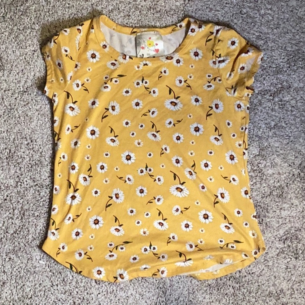 Yellow Floral Girls T Shirt Size 10